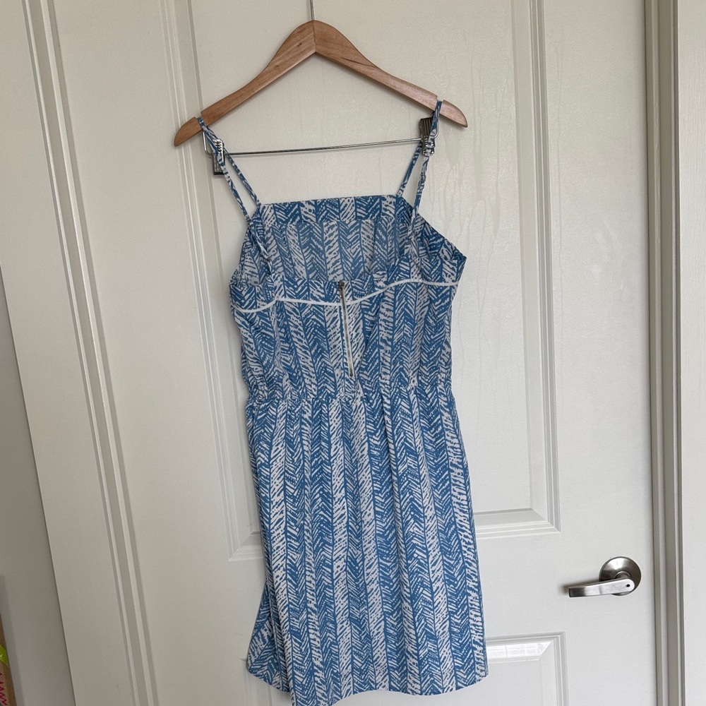 Blue Geometric Sleeveless Sundress - Picture 3 of 3